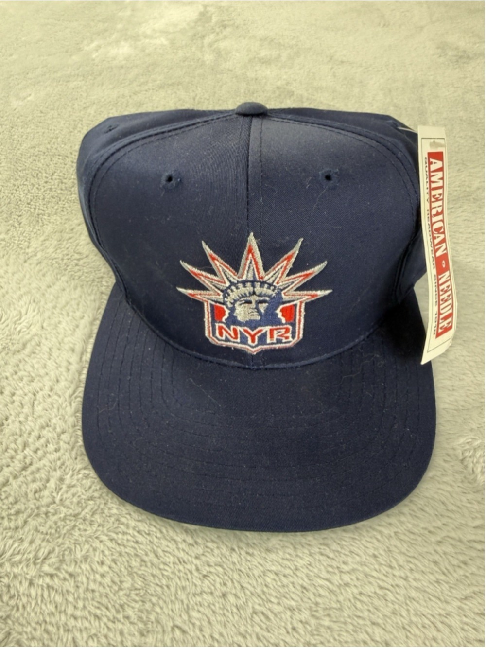 Vintage American Needle 90s New York Rangers Blue Snapback Hat NWT